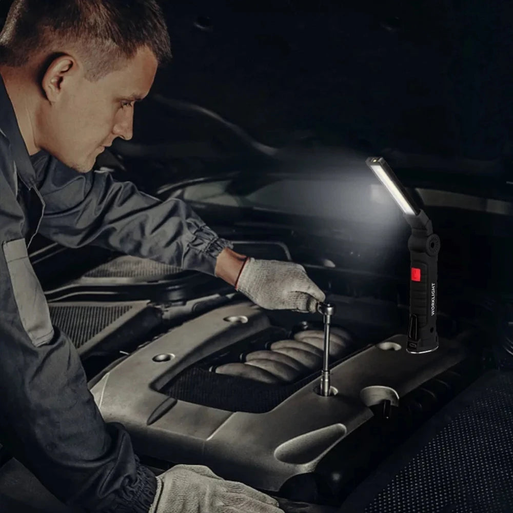 USB Flashlight Rechargeable Torch Tool Gifts for Men LED Work Light with Magnetic Base 5 Modes For Home Outdoor Camping ﻿