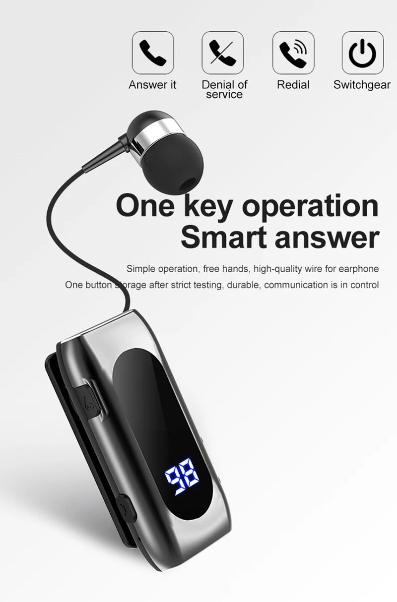 New K88 Lavalier Business Headset Bluetooth 5.4 Bass Earphone Call Vibration Reminder+Voice Number Reporting Wireless Headphone