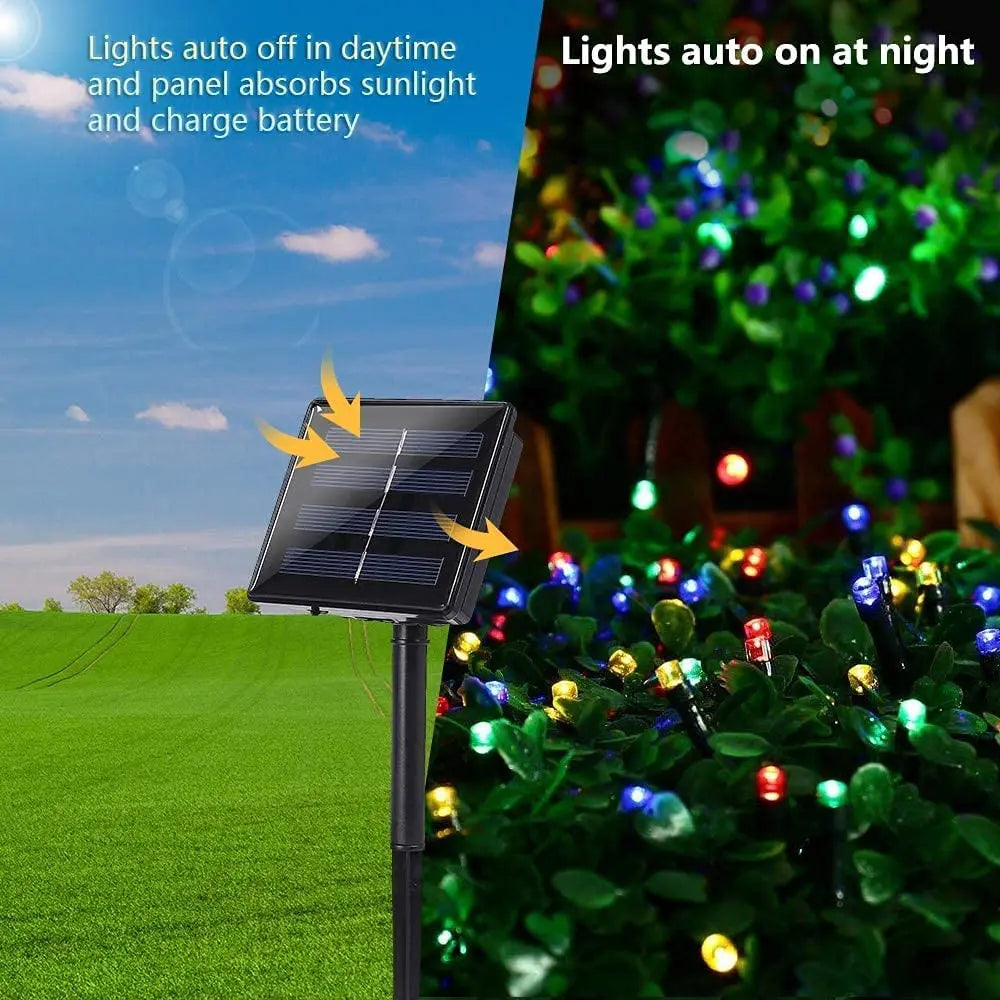 Solar Powered LED String Lights Outdoor Waterproof Fairy Lights String Solar Garland for Patio Wedding Christmas Garden Light