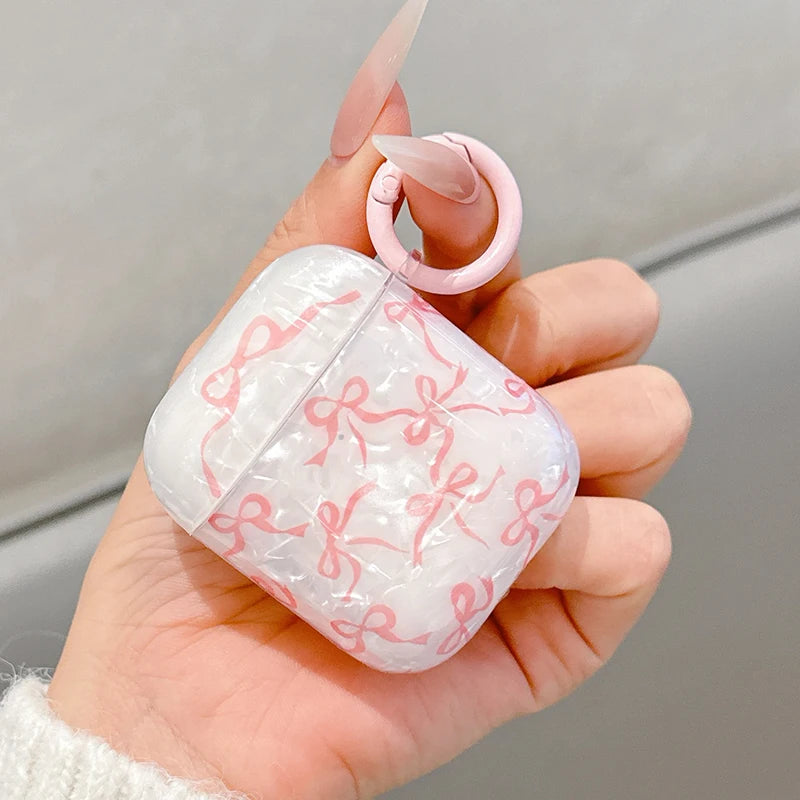 For Airpods 4 3 2 1 Case Cute Glitter Bow knot Shell pattern Crystal Soft Clear Earphone Cover For Airpods Pro 2 2nd Protective