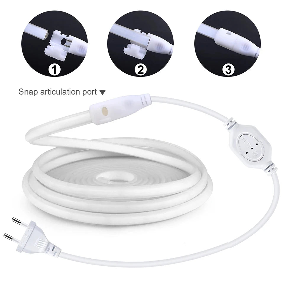 1M-30M 220V COB LED Strip Light Waterproof COB LED Tape EU Power Plug Flexible Ribbon Lamp For Bedroom Kitchen Outdoor Decor