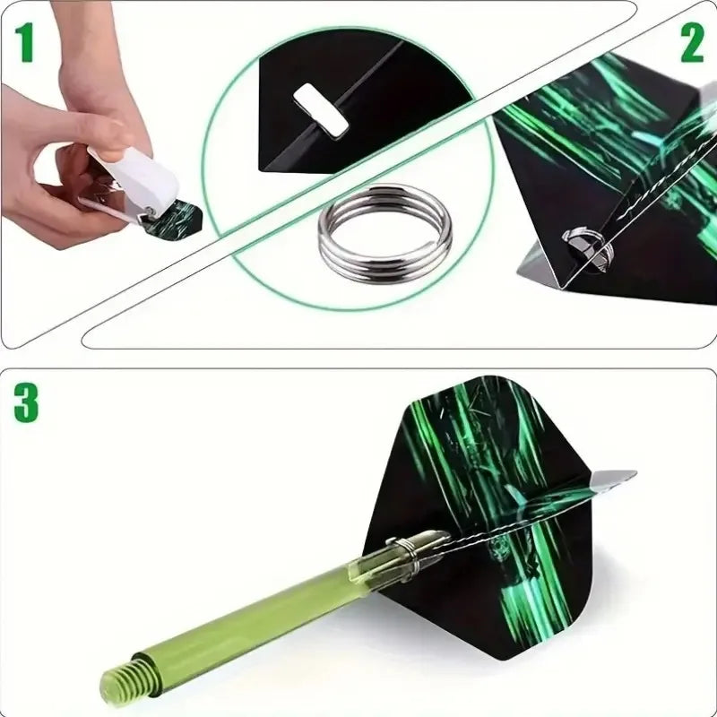 Professional Dart Flight Puncher with 50pcs Dart Wing Fixed O-Ring Darts Retainer Accessories for Securing Darts
