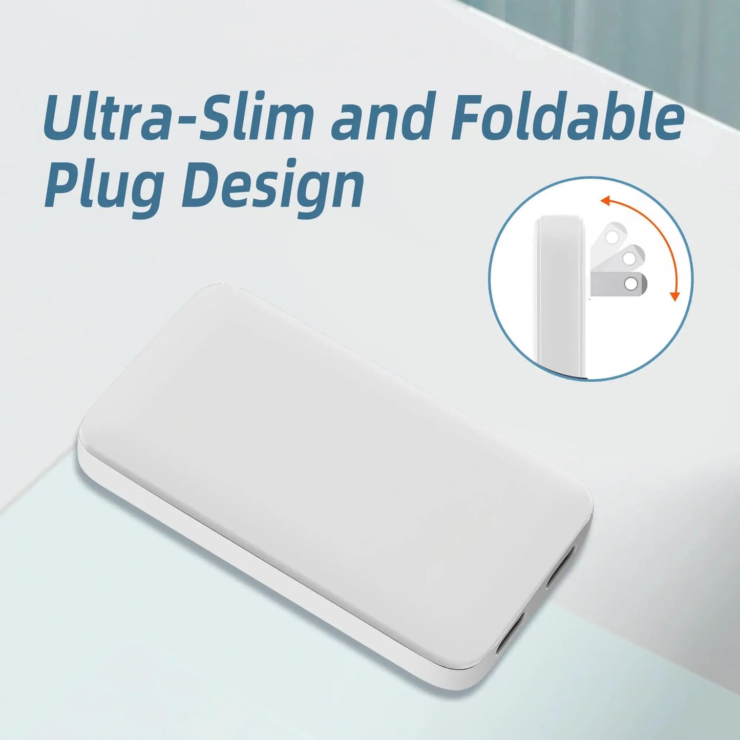 Flat USB C Wall Charger 65W GaN USB-A USB-C Wall Charger Ultra Slim Folding Travel Dual Port USB Wall Charger For Phones Tablets