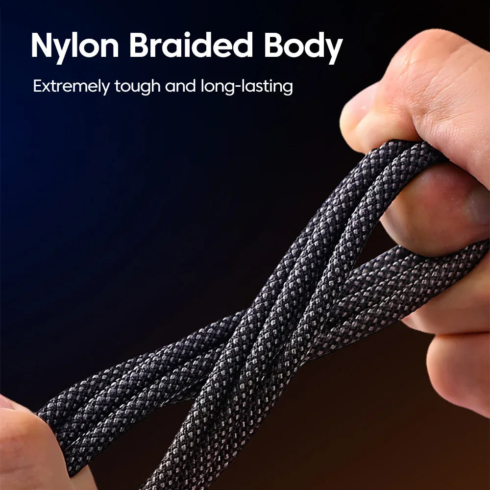 NNBILI USB C Quick Charging Cable 240W Nylon Braided Transparent Type C High-speed Charger Wire for Samsung Huawei Mi Data Line