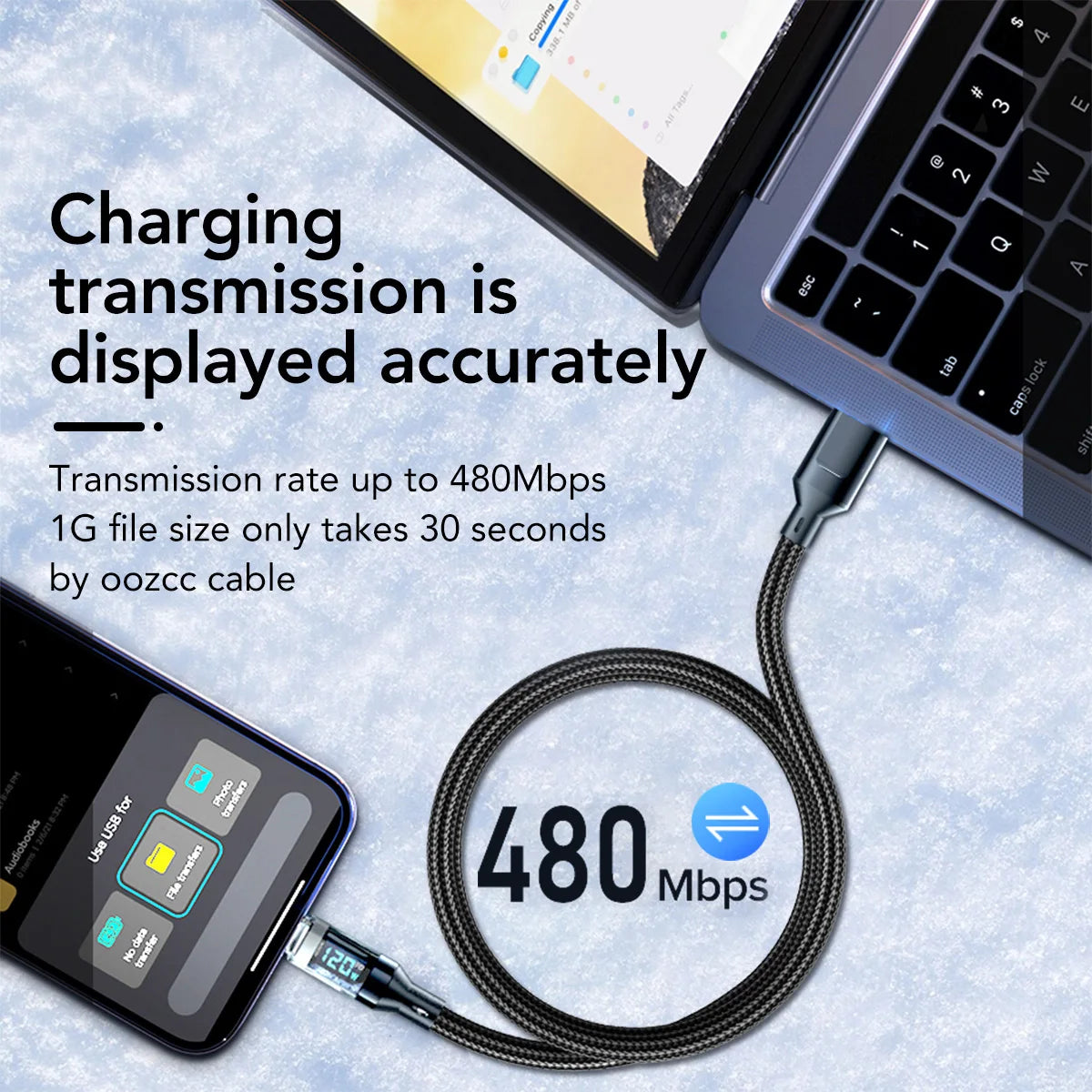 120W [Ultra-fast Super Charging Cable]120W LCD Watt Digital Display, Compatible for Samsung, Xiaomi, POCO, Tesla