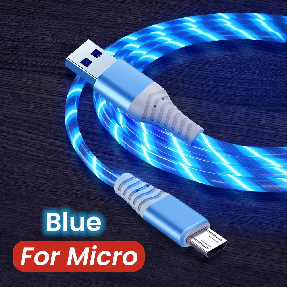 NNBILI 3 IN 1 Glowing LED Light party Phone Charger Luminous USB Type C Cable For Xiaomi iPhone 14 Samsung S24 Phone Accessories