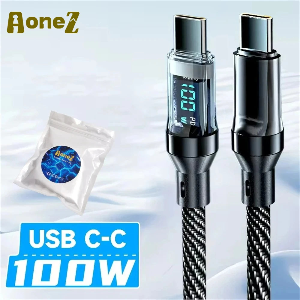 Multi Device Fast Charger Cable 60-120W with LED Display USB A to C and C to C Super Fast Charge for Huwei OPPO iPhone 15 Mac