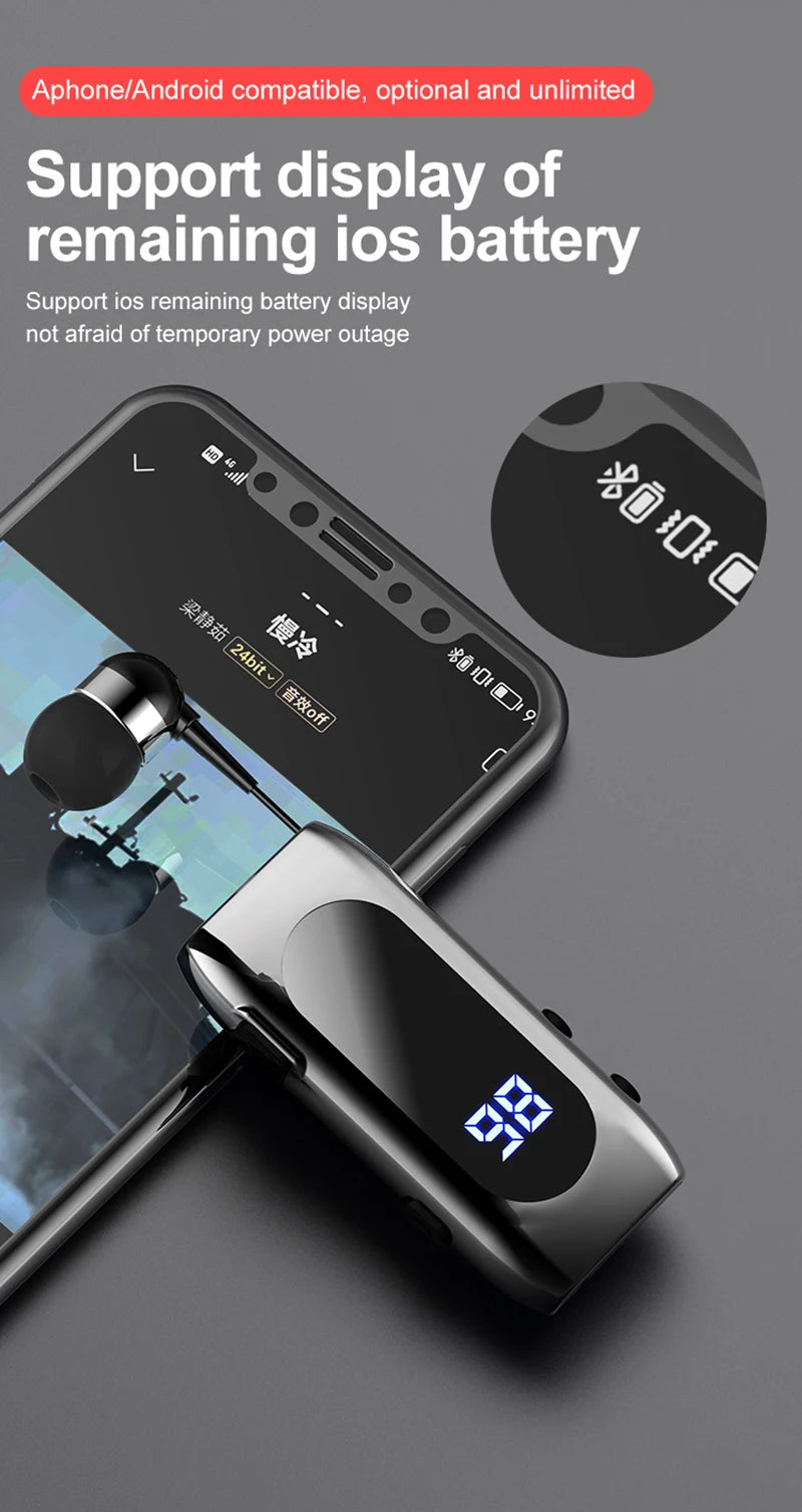 New K88 Lavalier Business Headset Bluetooth 5.4 Bass Earphone Call Vibration Reminder+Voice Number Reporting Wireless Headphone