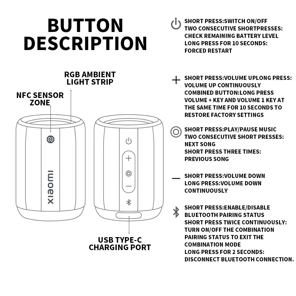 Xiaomi Bluetooth Speaker Mini ASM01A Bluetooth 5.3 RGB  Light IP67 360°Omnidirectional Stereo Outdoor Portable Sound Mi Home APP