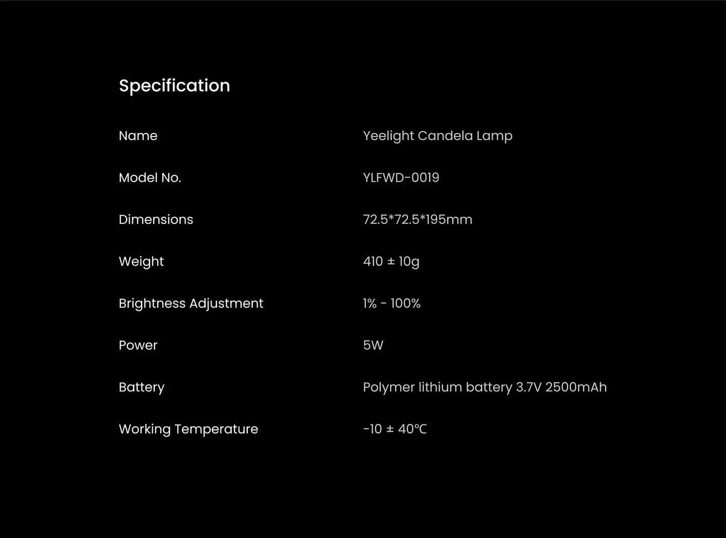 Yeelight Rechargable Candle Lamp Yellow LED Night Light Atmosphere Light Stepless Dimming  Nightstand Lamp for Bedroom