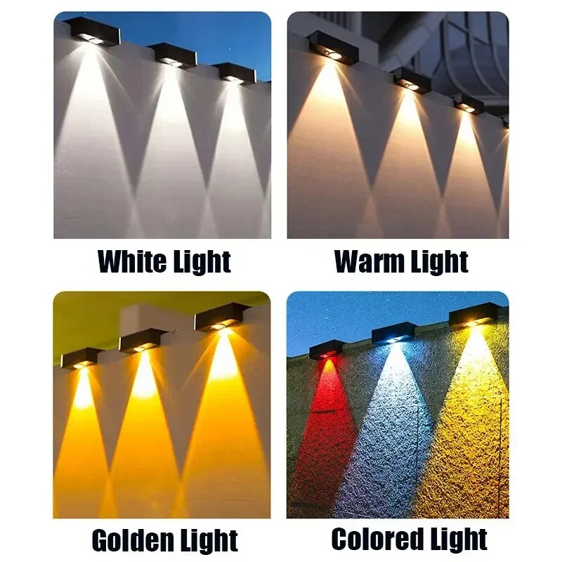 Solar Wall Lights IP65 Outdoor Square Solar Wireless Wall Mount Lights Waterproof Outdoor Wall Lamps Decorative for Garden