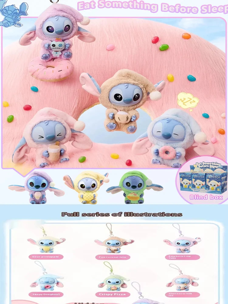 Miniso Stitch Eat Something Before Sleep Disney Blind Box Mystery Bag Vinyl Plush Doll Toys Pendant Surprise The Monsters Gifts
