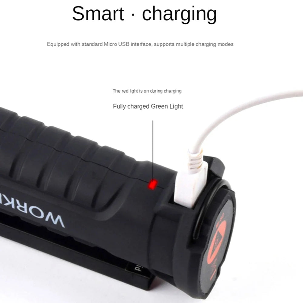 USB Flashlight Rechargeable Torch Tool Gifts for Men LED Work Light with Magnetic Base 5 Modes For Home Outdoor Camping ﻿