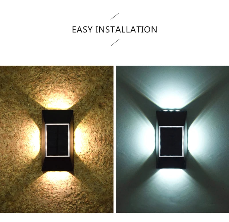 1/3pcs 12 LED Solar Wall Lamp Outdoor Waterproof Four Sides Glowing Light Staircase Villa Balcony Lighting Solar Wall Lights