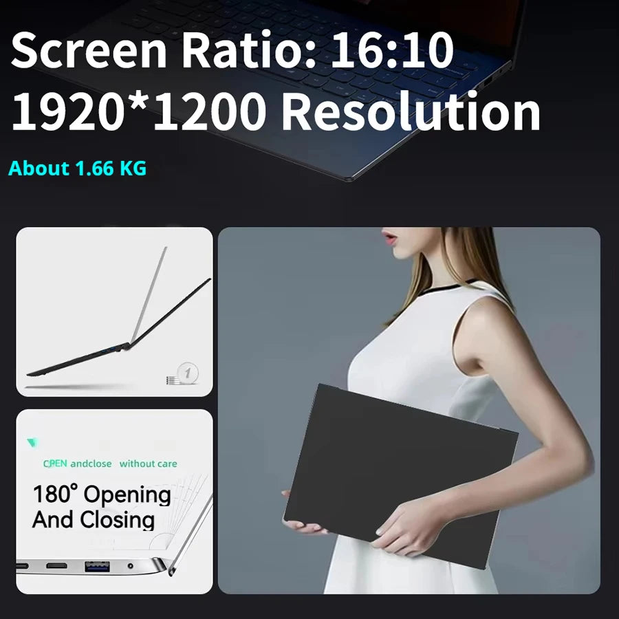 Firebat A16 AT15 Laptop 16 Inch N5095 N100 N150 CPU 16GB RAM SSD 512GB 1TB BT4.2 WiFi5 Lightweight Business Computer Notebook