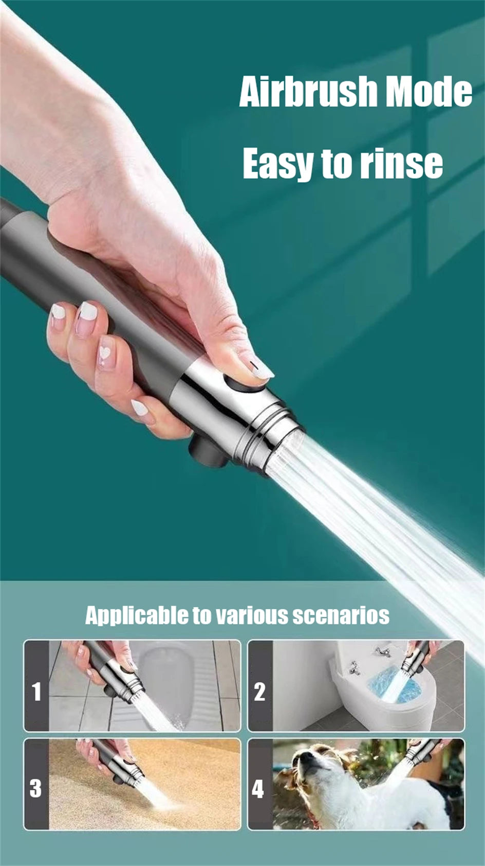 3 Modes High Pressure Water Saving Filter Powerful Shower Head Massage Spa Handheld Showerhead with ON/OFF Switch for Bathroom