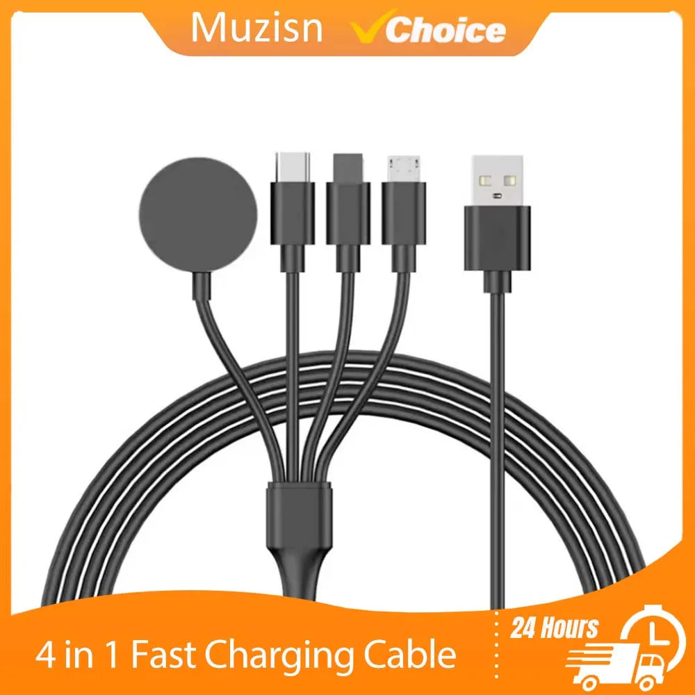 4 in 1 Fast Charging Cable Wireless Charger Magnetic Watch Charger For iPhone 12 13 14 15 16  Pro Max iWatch 8 Ultra 7 6 SE 5 4