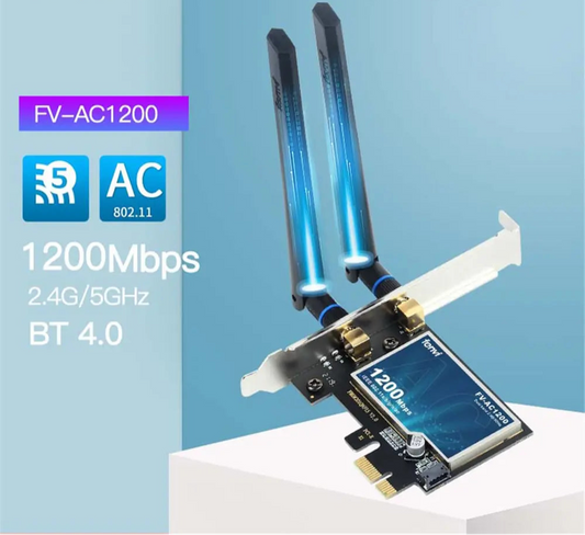 FENVI 1200Mbps Wireless WiFi Card PCIE Adapter FV-AC1200 Dual Band 2.4Ghz/5Ghz 802.11AC For Bluetooth4.0 WiFi Adapter Win7/10/11