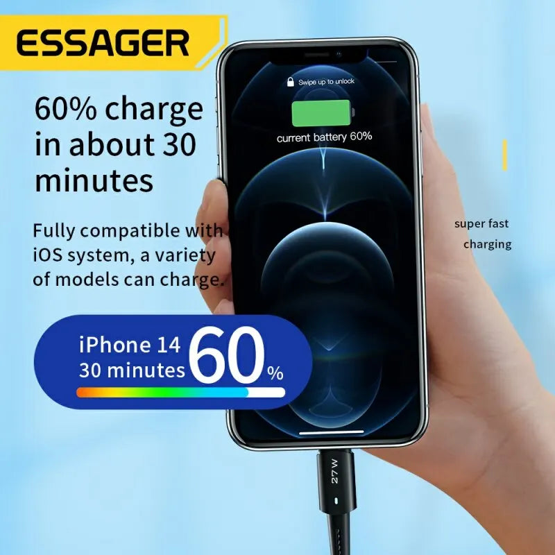 Essager Type C Cable For IPhone 11 12 13 Pro Max XS 20W Fast Charging Cable Type C To Lighting Date Wire For iPad Macbook