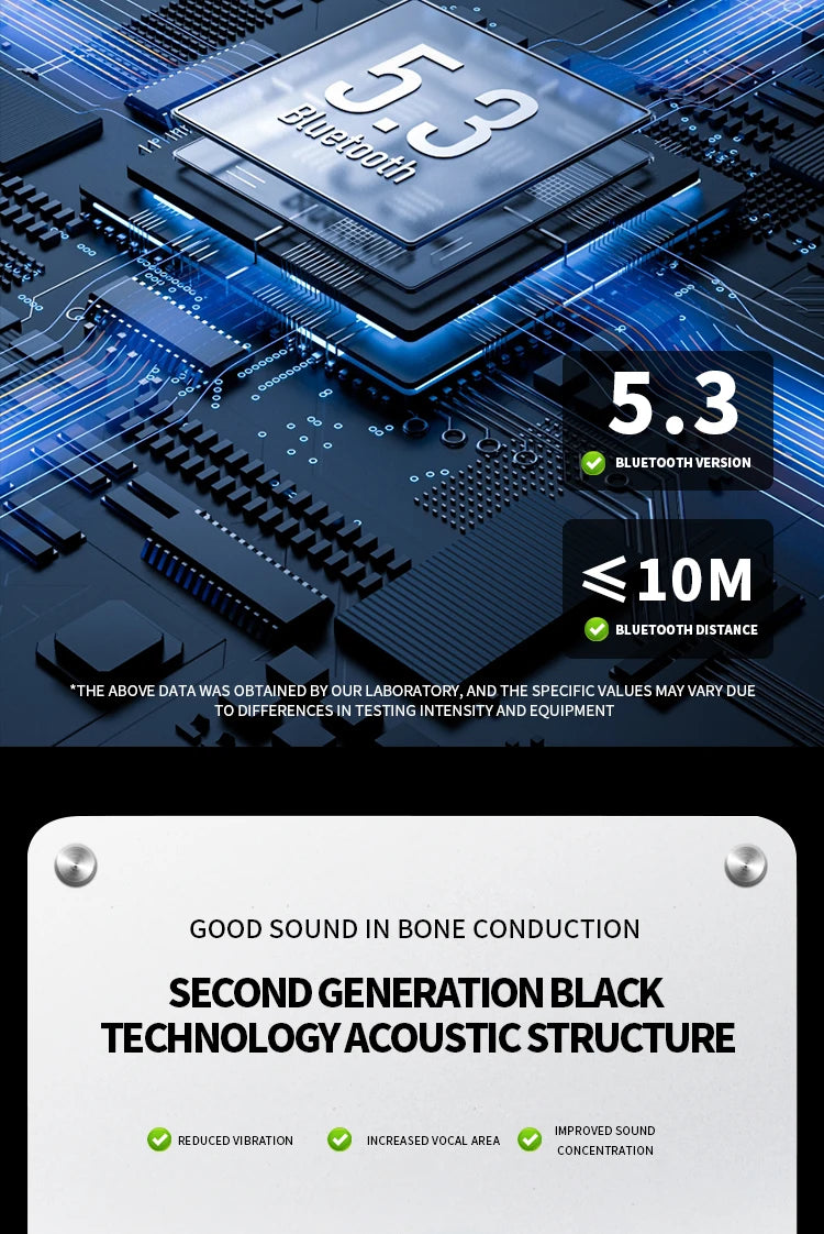 NEW Real Bone Conduction Sport Headphone Wireless Earphone Bluetooth-Compatible Headset Hands-free with Mic for Running