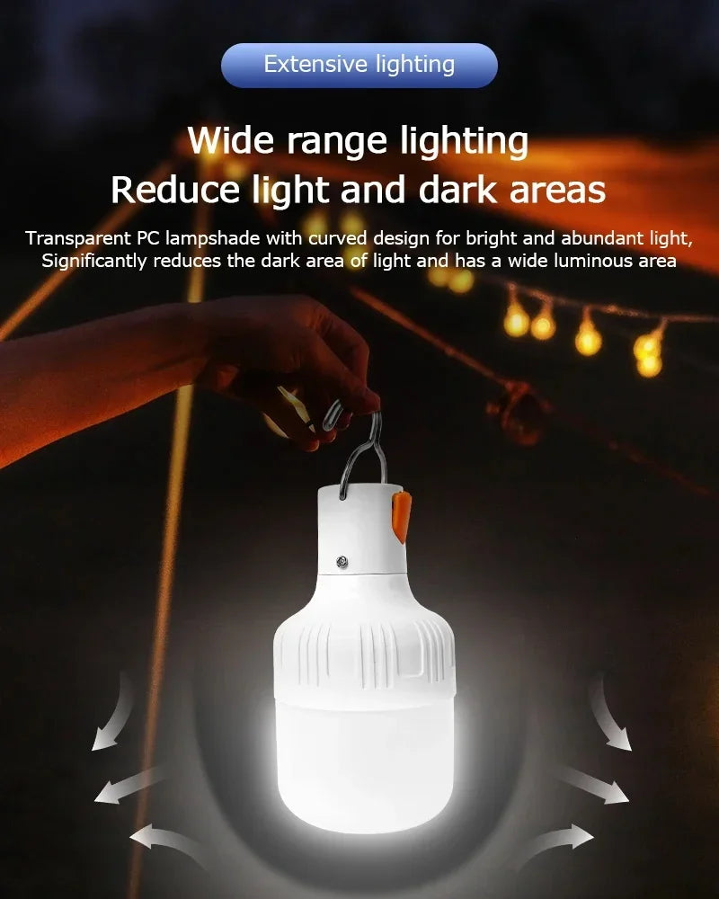 Portable Rechargeable LED Street Camping Light with Hook Dimmable Tent Lantern USB Charging Emergency Multifunctional LED Lamp