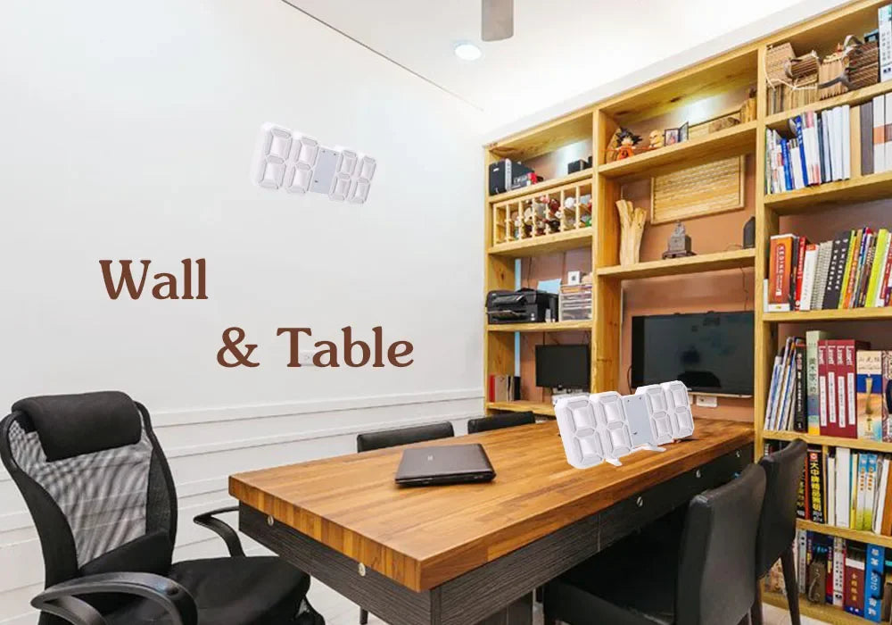 Table 3D LED Digital Alarm Clock Wall Clock Time/Date/Temperature for Home Kitchen Offices Clock Decoration Garden Clocks