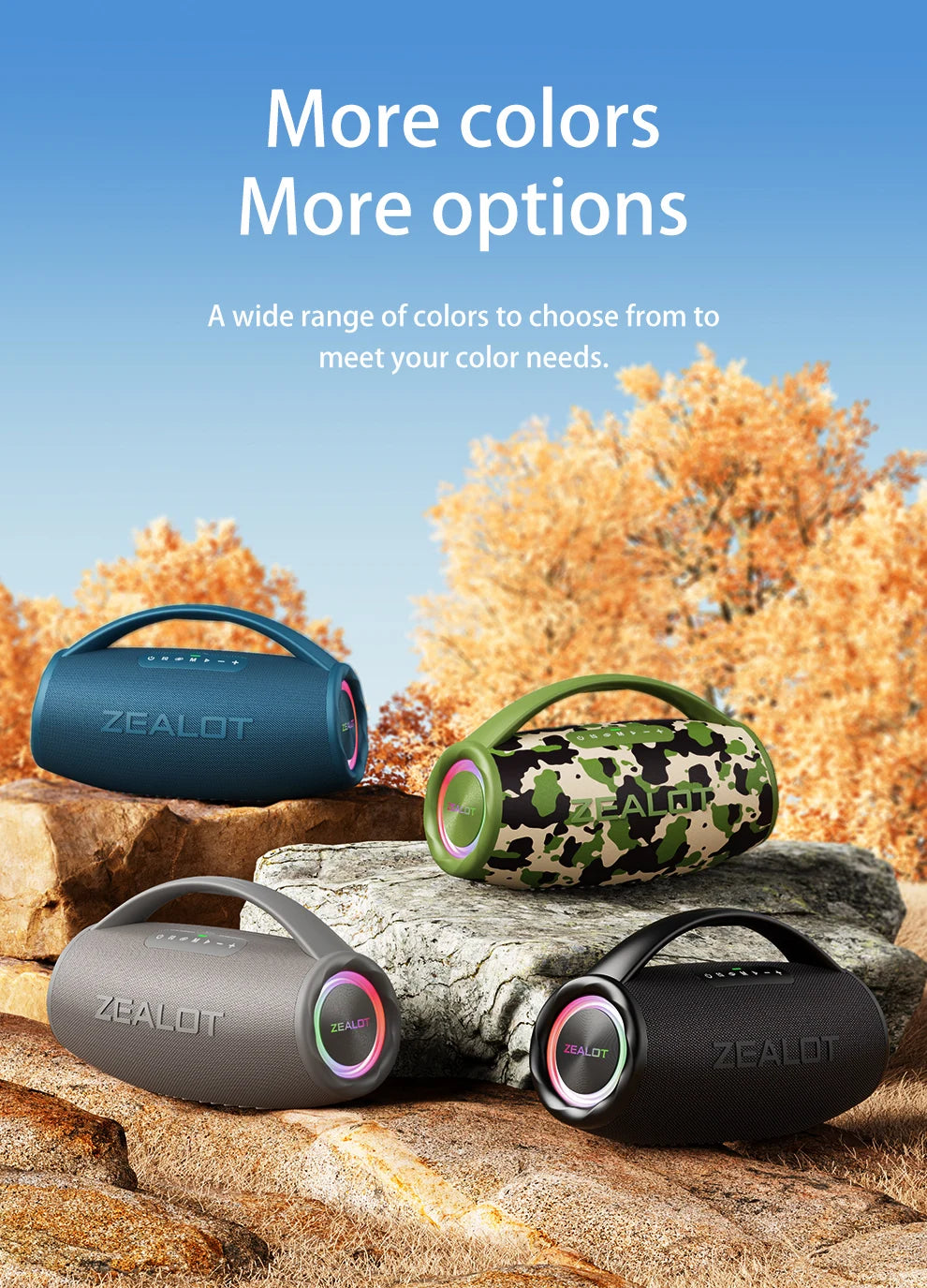 ZEALOT S97 80W Wireless speaker, Outdoor Portable Subwoofer Speaker, Hifi Sound quality,Dual Pairing, Fast Charging,16000mAh.