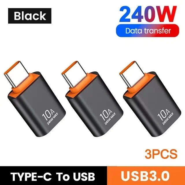 USB To Type-C Adapter 10A OTG USB 3.0 Type C Male To USB Female Converter Fast Charging Data Transfer For Macbook iphone Samsung