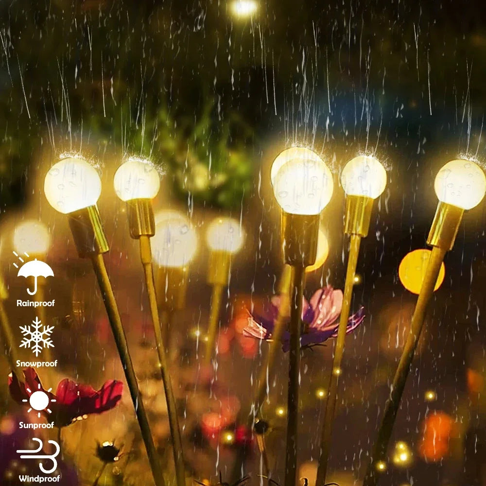 10 LED Outdoor Solar Firefly Lights Warm White RGB IP65 Waterproof Garden Starburst Light for Garden Path Yard Patio Landscape