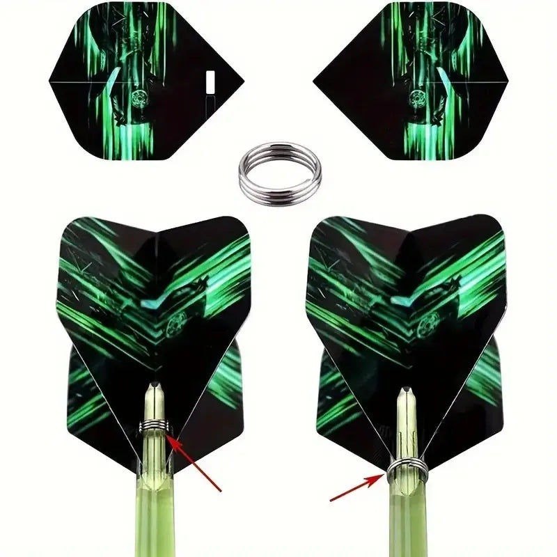 Professional Dart Flight Puncher with 50pcs Dart Wing Fixed O-Ring Darts Retainer Accessories for Securing Darts