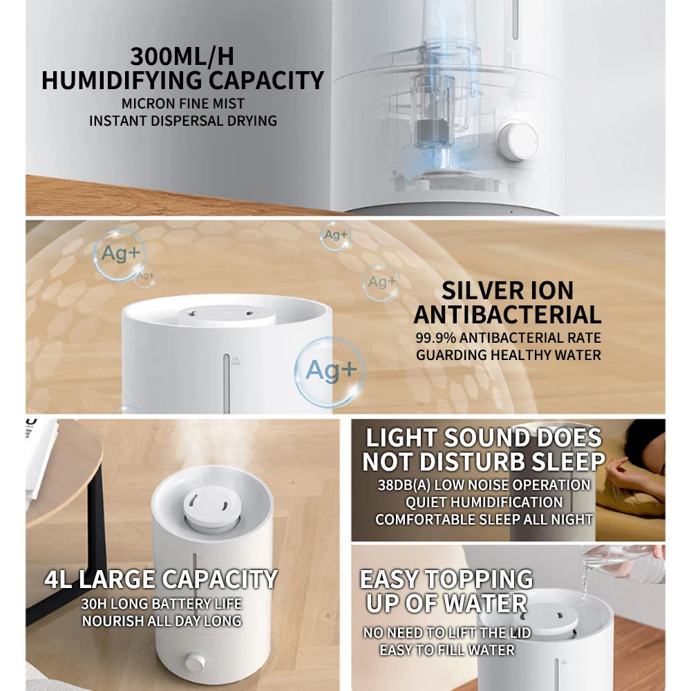 Xiaomi Mijia Humidifier 2 300mL/h Humidification 4L Large Capacity Mist Maker Add Water Home Office Humidity Control Low Sound