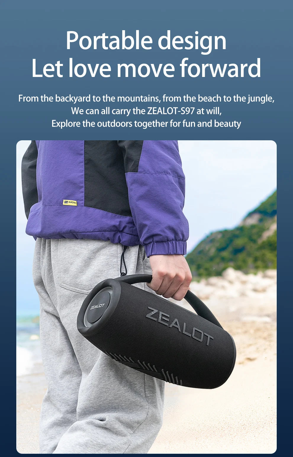 ZEALOT S97 80W Wireless speaker, Outdoor Portable Subwoofer Speaker, Hifi Sound quality,Dual Pairing, Fast Charging,16000mAh.