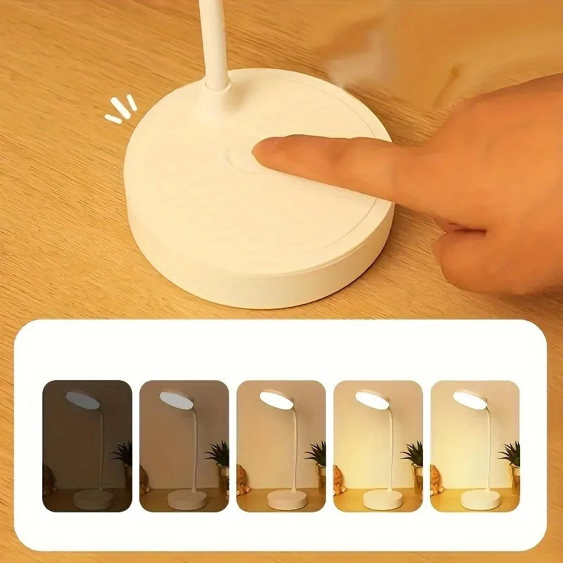 Flexible LED Desk Lamp with 3-Level Dimmer USB Powered Eye-Caring Warm/White Light  Perfect for Home Office Reading & Study