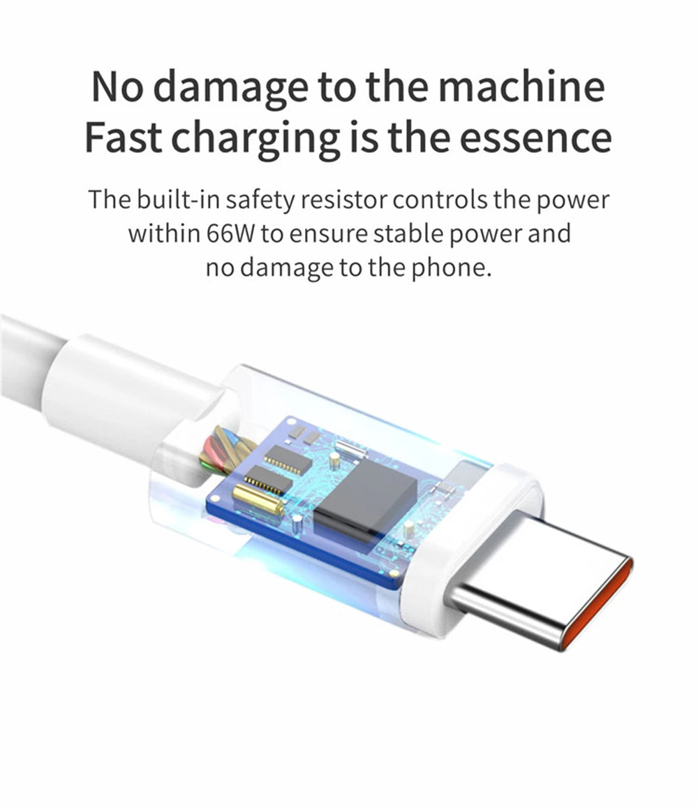 66W Super Fast Charger For Huawei Mate 40 50 P50 P60 Nova 11 Honor 90 100 X8b Magic 5 Lite 6 Pro Type C Quick Charging 6A Cable