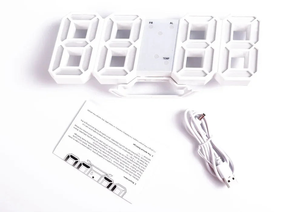 Table 3D LED Digital Alarm Clock Wall Clock Time/Date/Temperature for Home Kitchen Offices Clock Decoration Garden Clocks