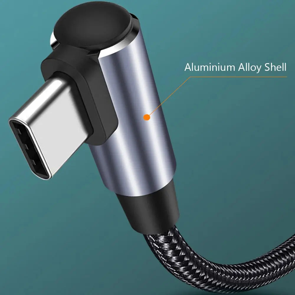 60W PD Fast Charging Line USB C to USB Type C Cable Right Angle Wire 90 Degree Data Cable For Laptop Mobile Phone
