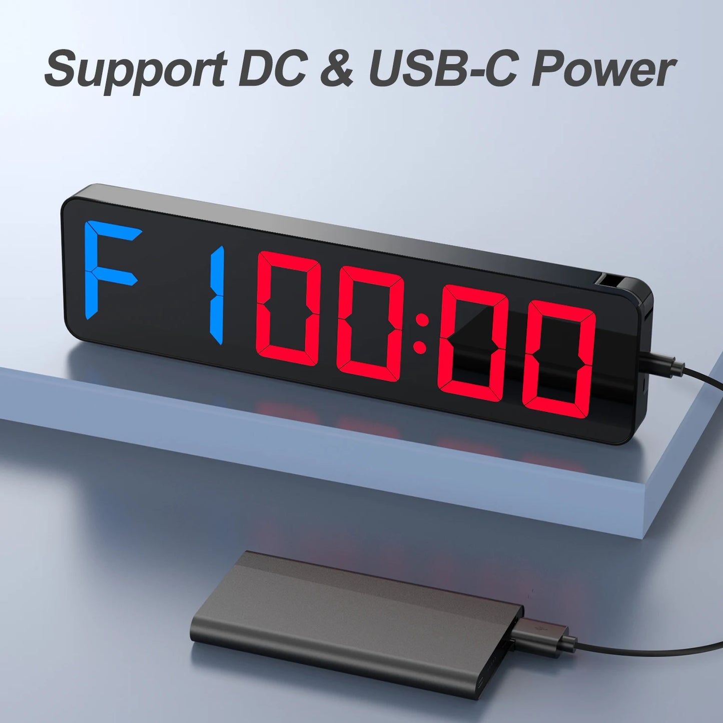 Gym Timer 15" Large LED Display Wall Clock,Interval Workout,Count Down & Up,Stopwatch, Adjustable Volume,Upgraded Remote