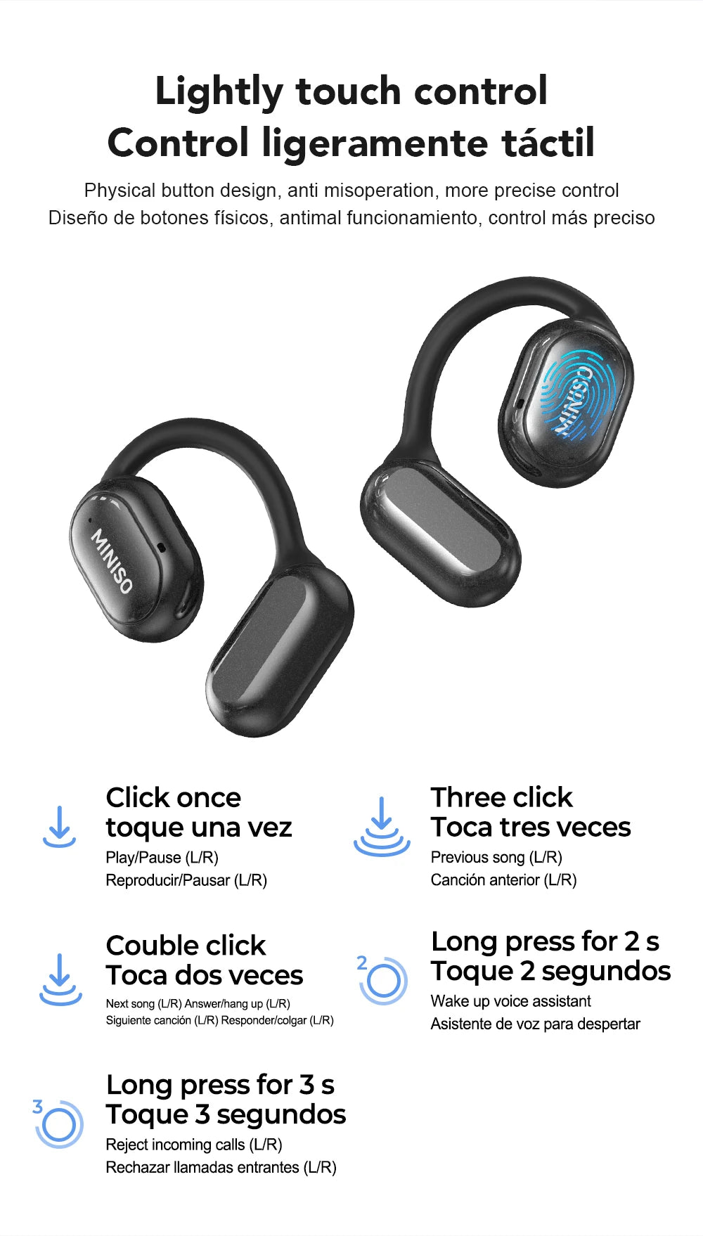 MINISO X30 Wireless Headphones Bluetooth Translation Earbuds Chat Headset Office Travel,real-time Translate Equalizer APP