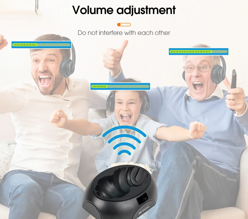 RETEKESS TA006 Wireless Headphone TV Watching Rechargeable Wireless Earphone with Transmitter Support Coaxial Fiber 3.5 AUX RCA
