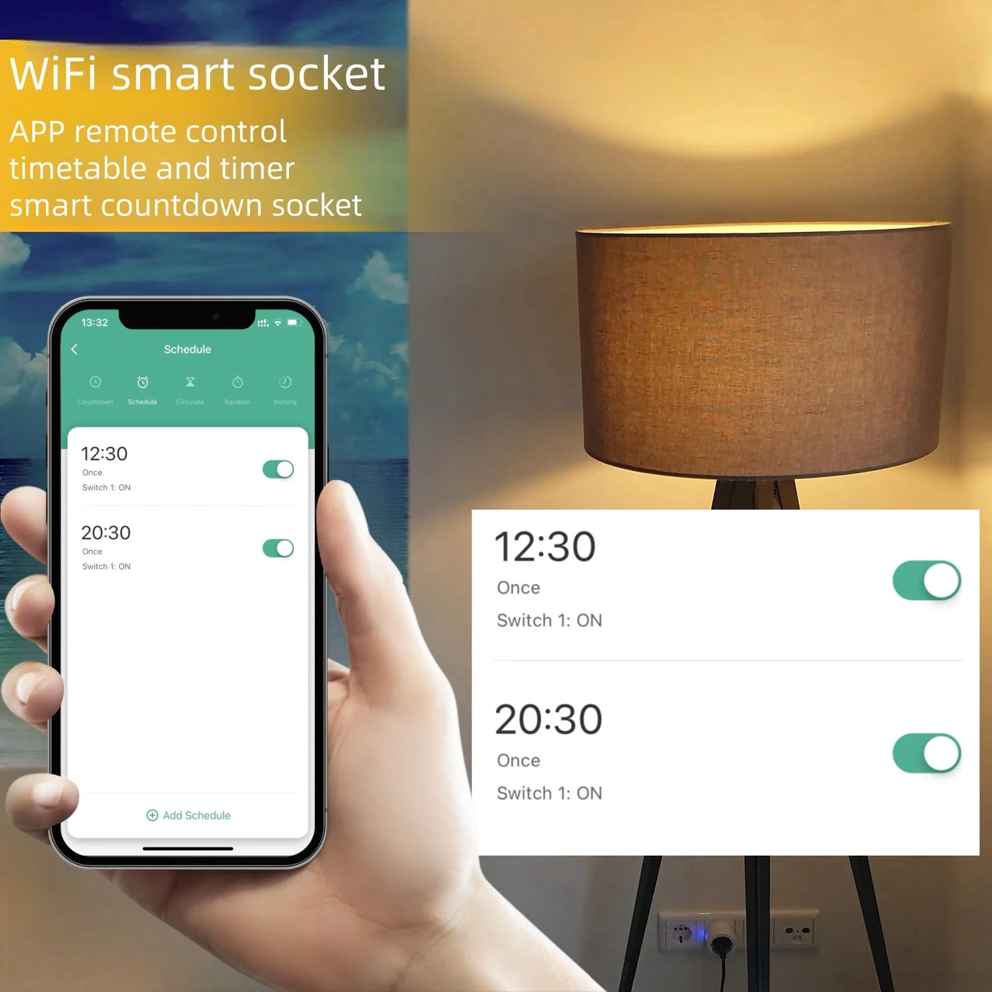 Tuya WiFi Smart Plug Socket EU 16/20A with Power Monitoring Timing Voice Control Works with Alexa Google Home Smart Life