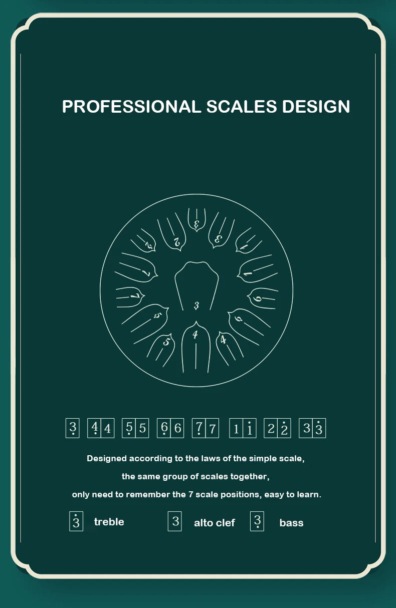 Hluru Music Drum 13 Inch 15 Notes Glucophone Steel Tongue Drum 15 Notes D Tone Ethereal Drum  Percussion Musical Instruments