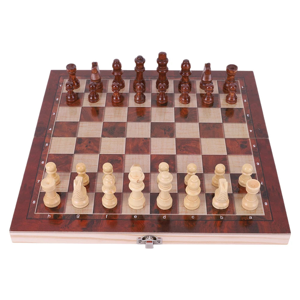 New foldable chessboard 3-in-1 wooden chessboard set for entertainment games