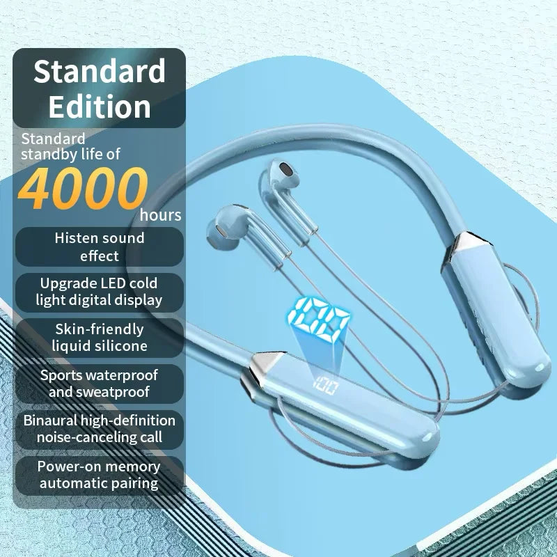 New Sport Neckband Earphone Wireless Headphone audífonos bluetooth inalámbrico Gaming LED Display ear buds for xiaomi huawei