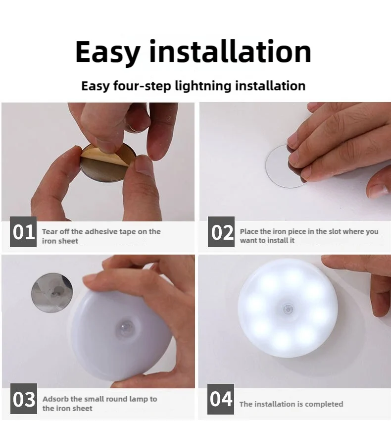 CY-LED night light with motion sensor, USB charging light for kitchen cabinets and ladders, wireless