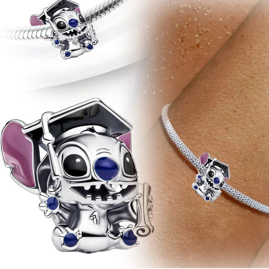 925 Sterling Silver Graduation Charm 925 Chain Beaded Fit Original Bracelet DIY Ladies Jewelry Accessories