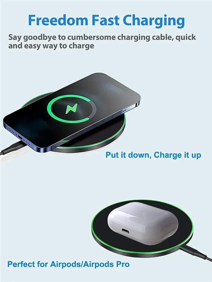 2 in 1 Phone Wireless Charging Dock Station Fast Wireless Charger Pad For iPhone 12-16 X Pro XS Max Samsung Xiaomi Huawei