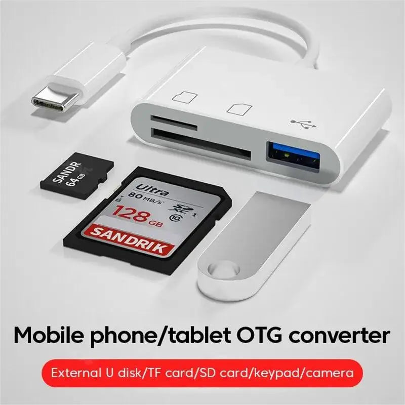 3 in 1 USB/Type C Multifunction Card Reader OTG SD TF Cards USB Memory Cards Reader Converter for MacBook Laptop Samsung