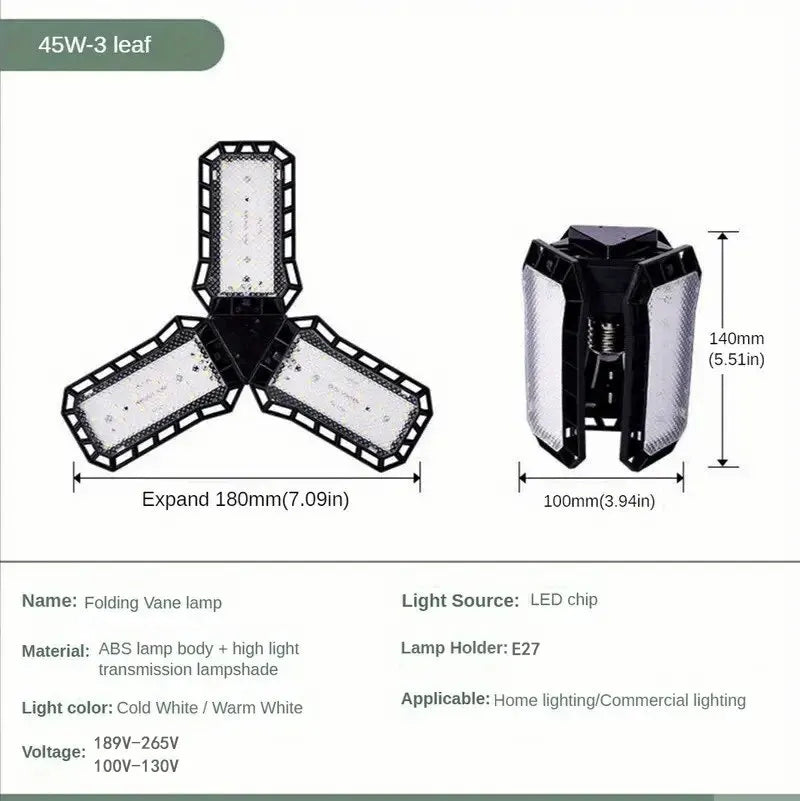 LED Garage Light Bulbs, 40W 60W 80W10000LM Super Bright Garage Lighting LED Shop Light With Adjustable Panels, E27 Screw Socket