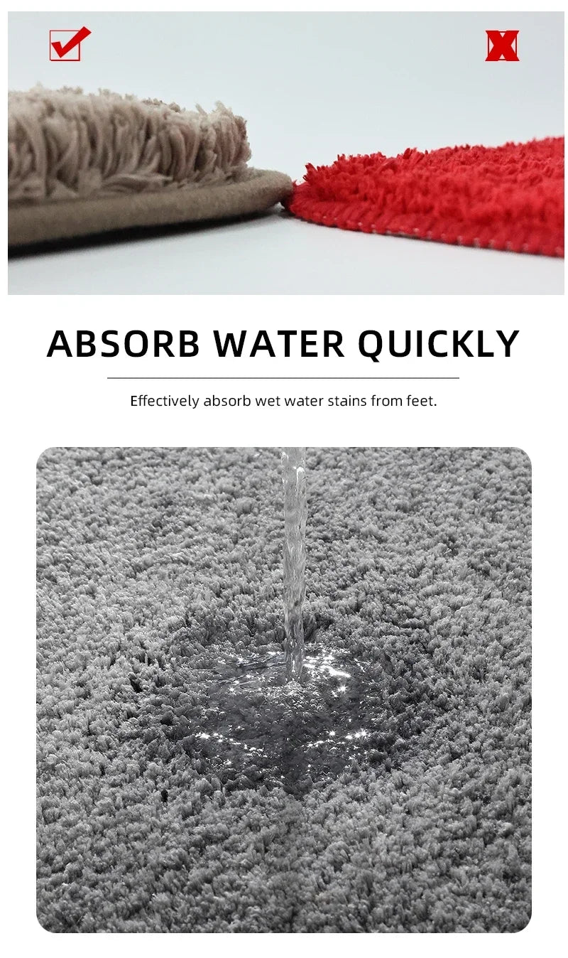 2PCS Soft Comfortable Thick Plush Floor Mat,Bathroom Floor Rug,Bedroom Carpet,Living Room Mat,Water Absorption Anti-Slip