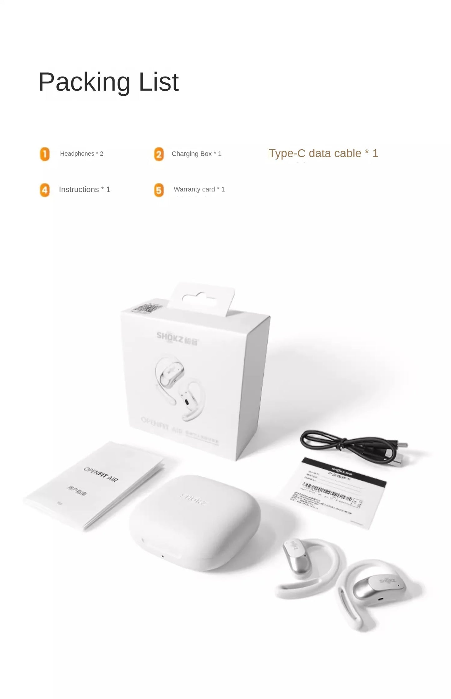 Original SHOKZ T511 OpenFit Air Open Earless Wireless Bluetooth Headphones Sports Headphones HD Call Noise Reduction Support APP